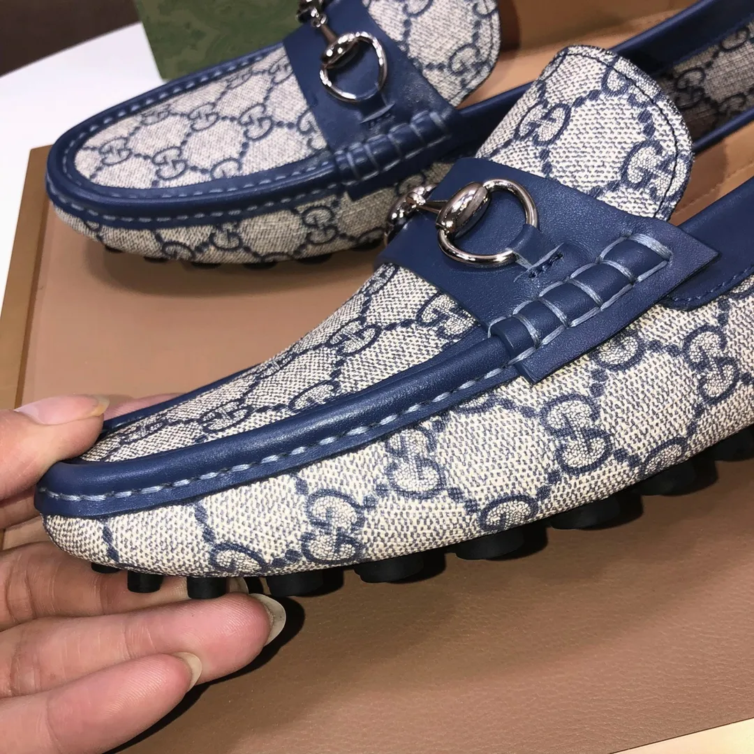 Men's Men's Shoes💰420💰[Gucci GUCCI] (High-end Niuli) New 🍀Gucci*-Gucci Peas Shoes! Made of imported original cowhide, the inner top layer is comfortable cowhide lining! Original wear-resistant rubber outsole! High quality products! Code number 38-44!